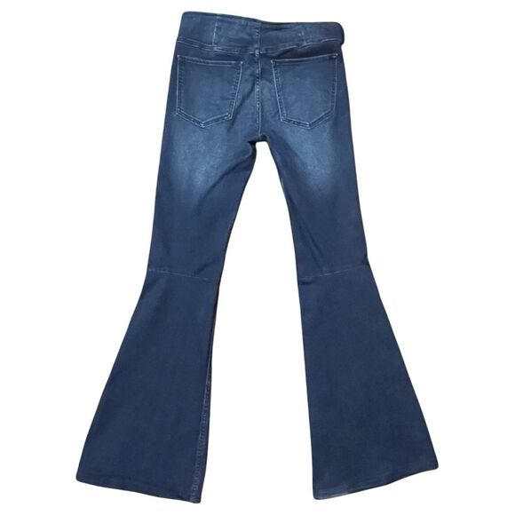 Free People Stretch Flare Jeans Size 27, dark blue denim. Pull-on no zip retro - Picture 2 of 12